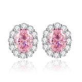 2ct Oval Shape Pink Moissanite Halo Earrings