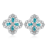 Full Motif Aquamarine Moissanite Earrings