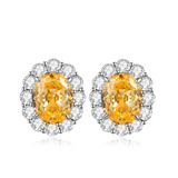 2ct Oval Cut Yellow Moissanite Halo Earrings