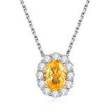 2.072ct Oval Cut Yellow Moissanite Halo Necklace