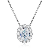 2.072ct Oval Cut Moissanite Halo Necklace