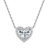 1.71ct Heart Shape Moissanite Halo Necklace