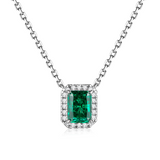 Emerald Cut Aqua-Teal Moissanite Pendant - 1.32ct